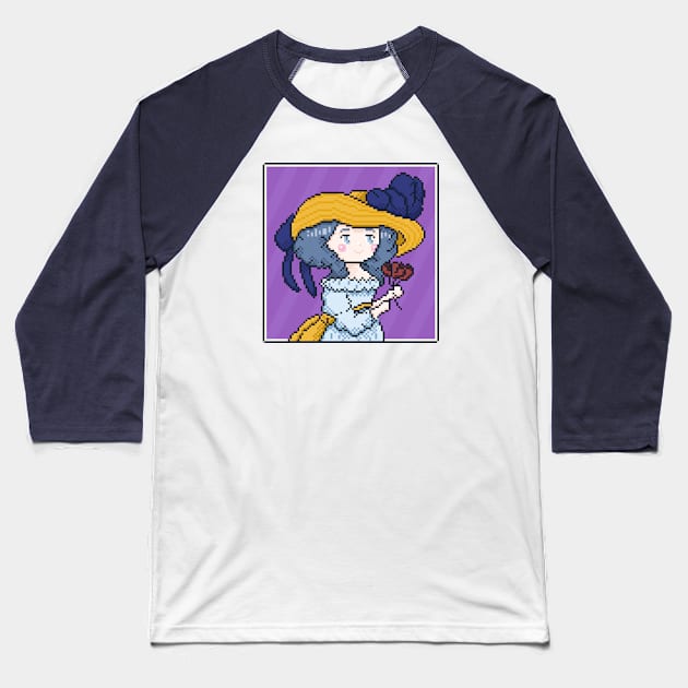 Cute Marie Antoinette Queen of France Pixel Art Baseball T-Shirt by MariOyama